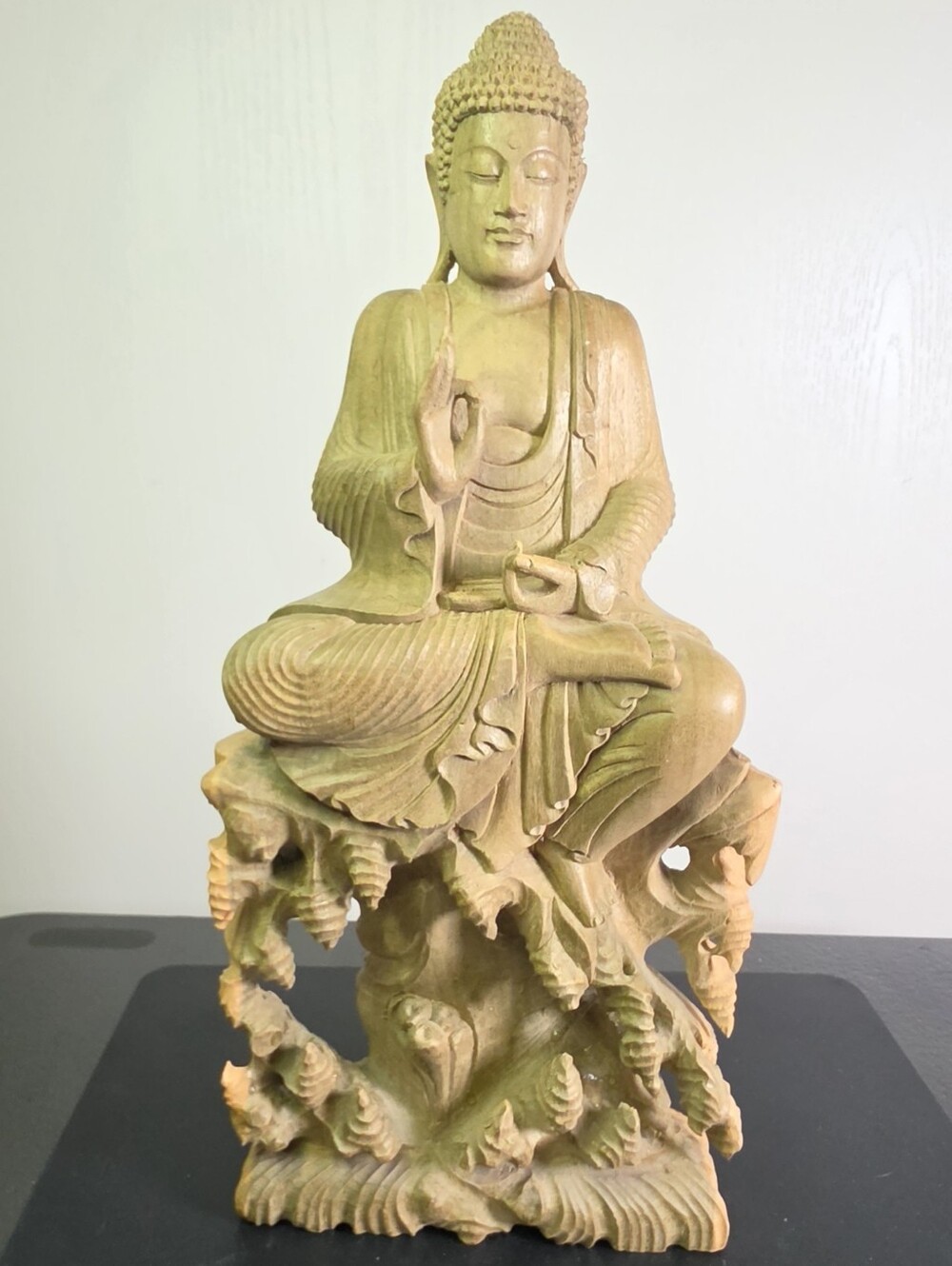 Hand-Carved Bali Wood Buddha Statue Made From Hibiscus Wood